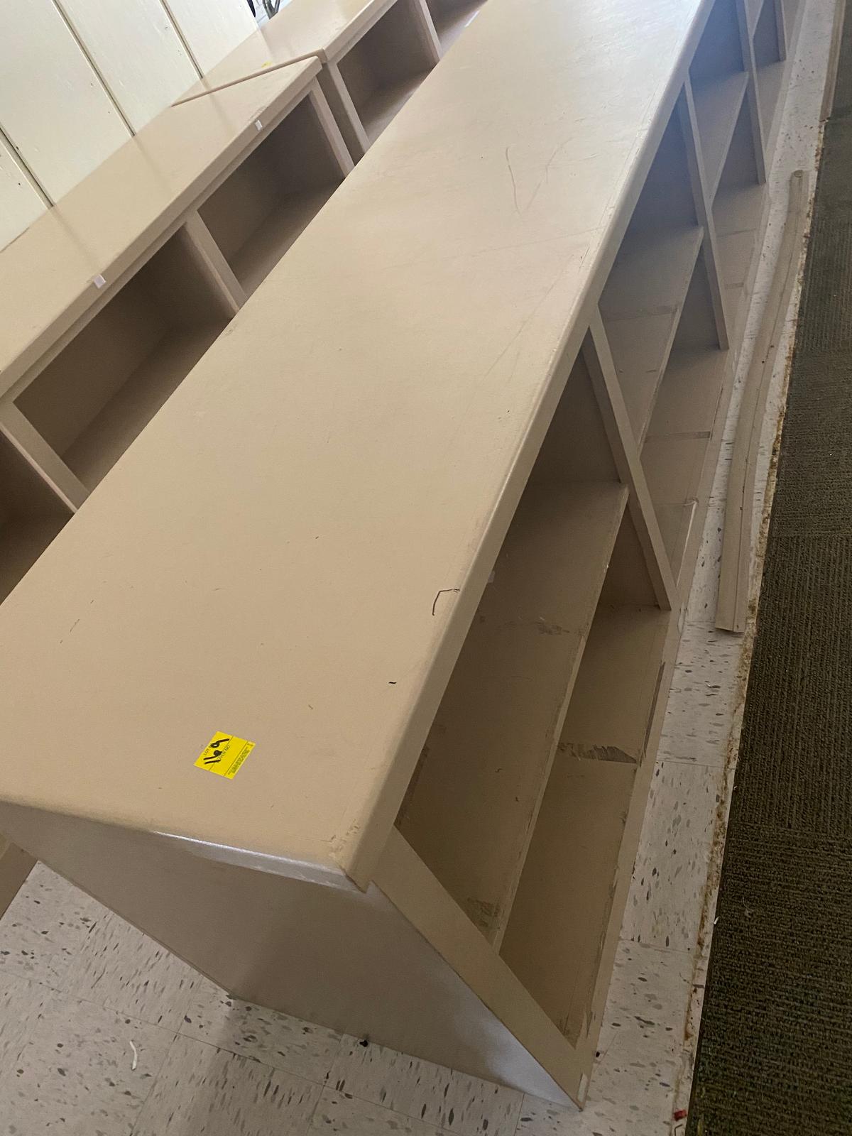 WOODEN BOOK/STORAGE TABLES 98' L X30" T X 26" D