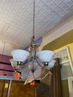 GOLD CHANDELIER W WHITE GLOBES