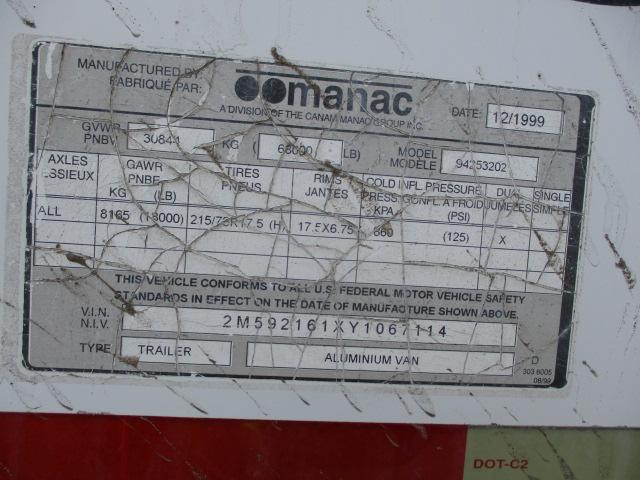 2000 MANAC 53 Ft. High Cube Aluminum Electronics Van