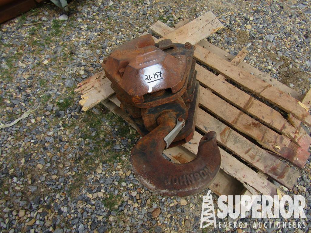 (21-157) JOHNSON 20-Ton 3-Sheave Crane Block & Hoo