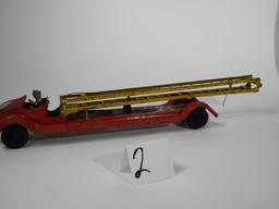1920's Kingsbury Toys 24'' Pressed Steel Aerial Fire Truck with Automatic L