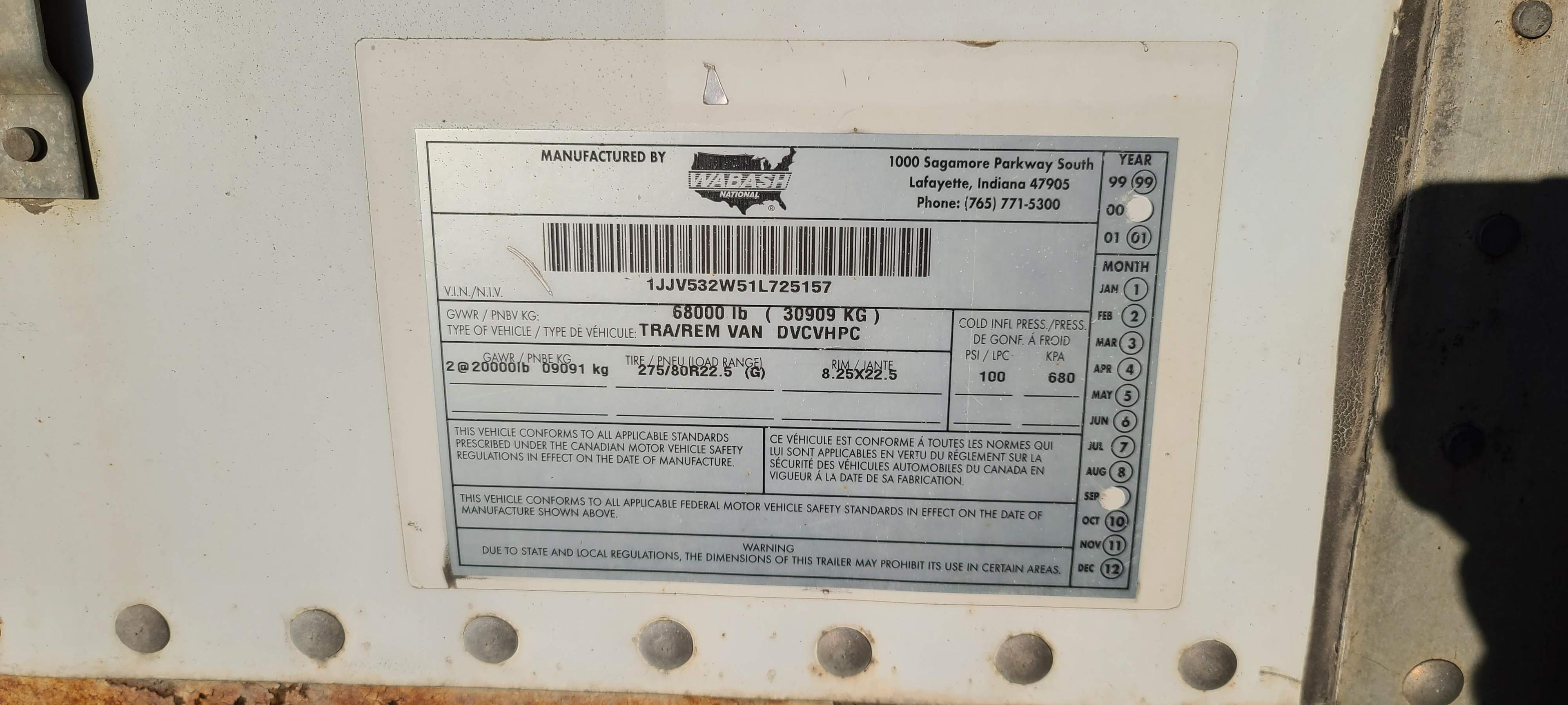 Wabash 53' Box Trailer TITLE