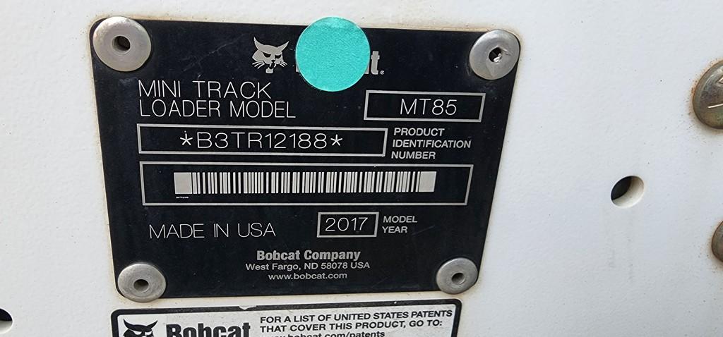 2017 Bobcat MT85 Mini Skidloader (RIDE AND DRIVE)