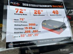 Unused 2025 WIG XN-FB01-72 Box Broom Sweeper Skid Steer Attachment [YARD 1]