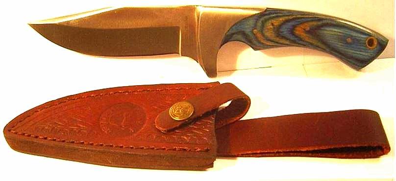 Timber Rattler “Blue Wood Handle, with Sheath, 4 ¾” Blade