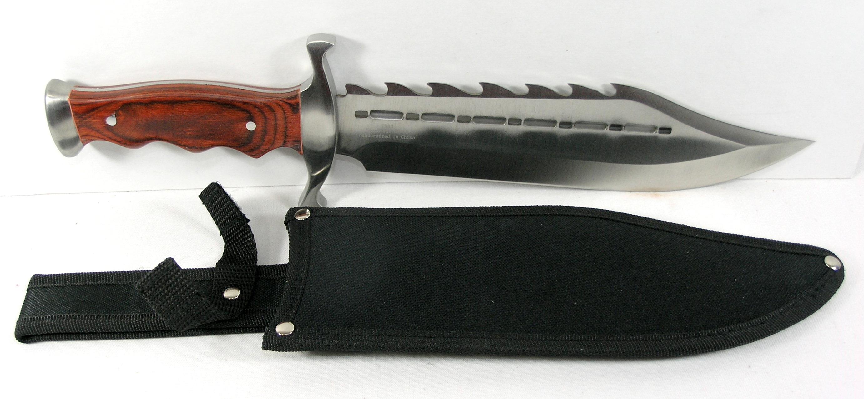 Timber Rattler “Sinful Spiked Bowie”  9-¼” Blade with Nylon Sheath  14 ¾” o