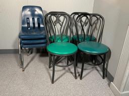 4 Dining room chairs & 3 stackable chairs