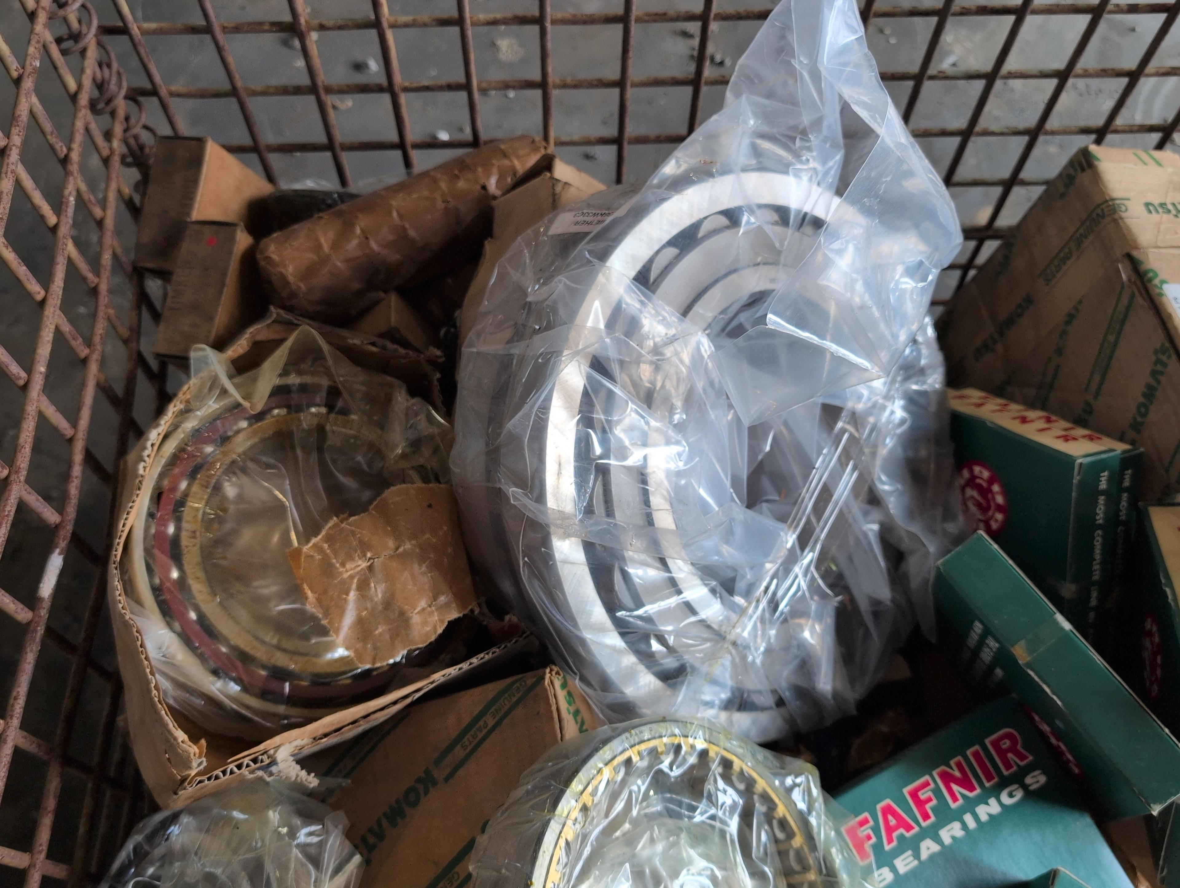 Wire crate of bearings from Fafnir, Skf, NDH, Etc