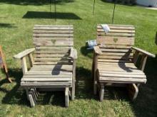 Pair of Wooden Glider Chairs