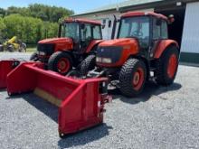Kubota M108X four-wheel-drive , PTO, four remotes, 2650 hours selling with 9 foot HLA 4200 angle