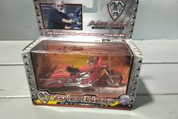 3 - 1/18 SCALE MOTORCYCLES, 6 - 1/43 SCALE HOT WHEELS CARS, 1 MATCHBOX CAR