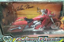 3 - 1/18 SCALE MOTORCYCLES, 6 - 1/43 SCALE HOT WHEELS CARS, 1 MATCHBOX CAR