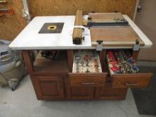 ROUTER TABLE RYOBI 3 HORSE ROUTER ON TABLE WITH ROUTER BITS