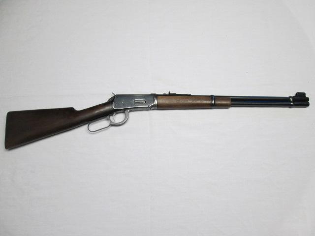 Winchester 30 WCF M94 lever action repeating rifle, buckhorn & hooded sight