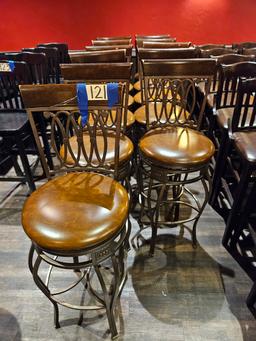11) metal round padded seat pub/bar stools w/wood back