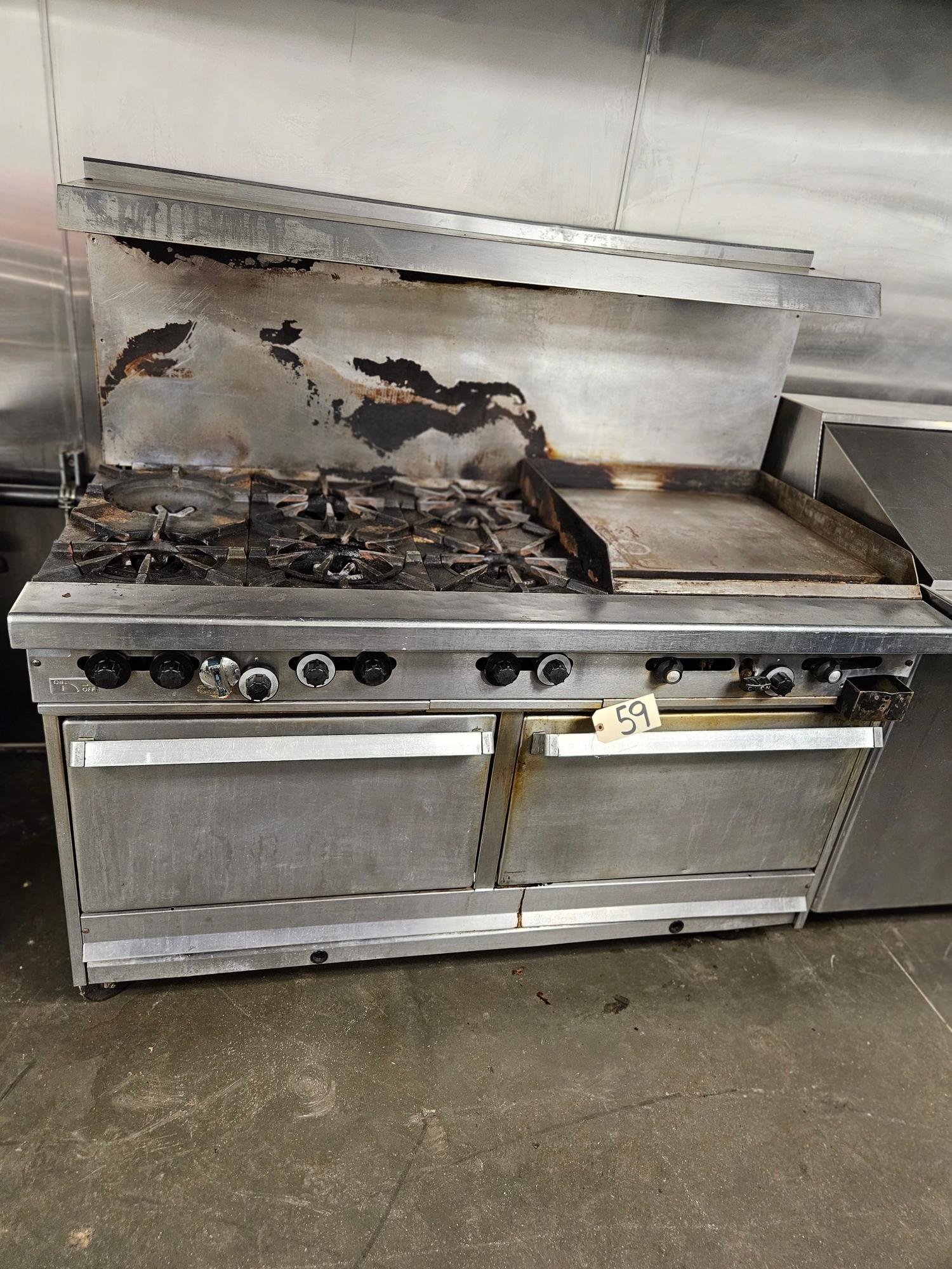 6 burner gas stove w/griddle & 2 ovens