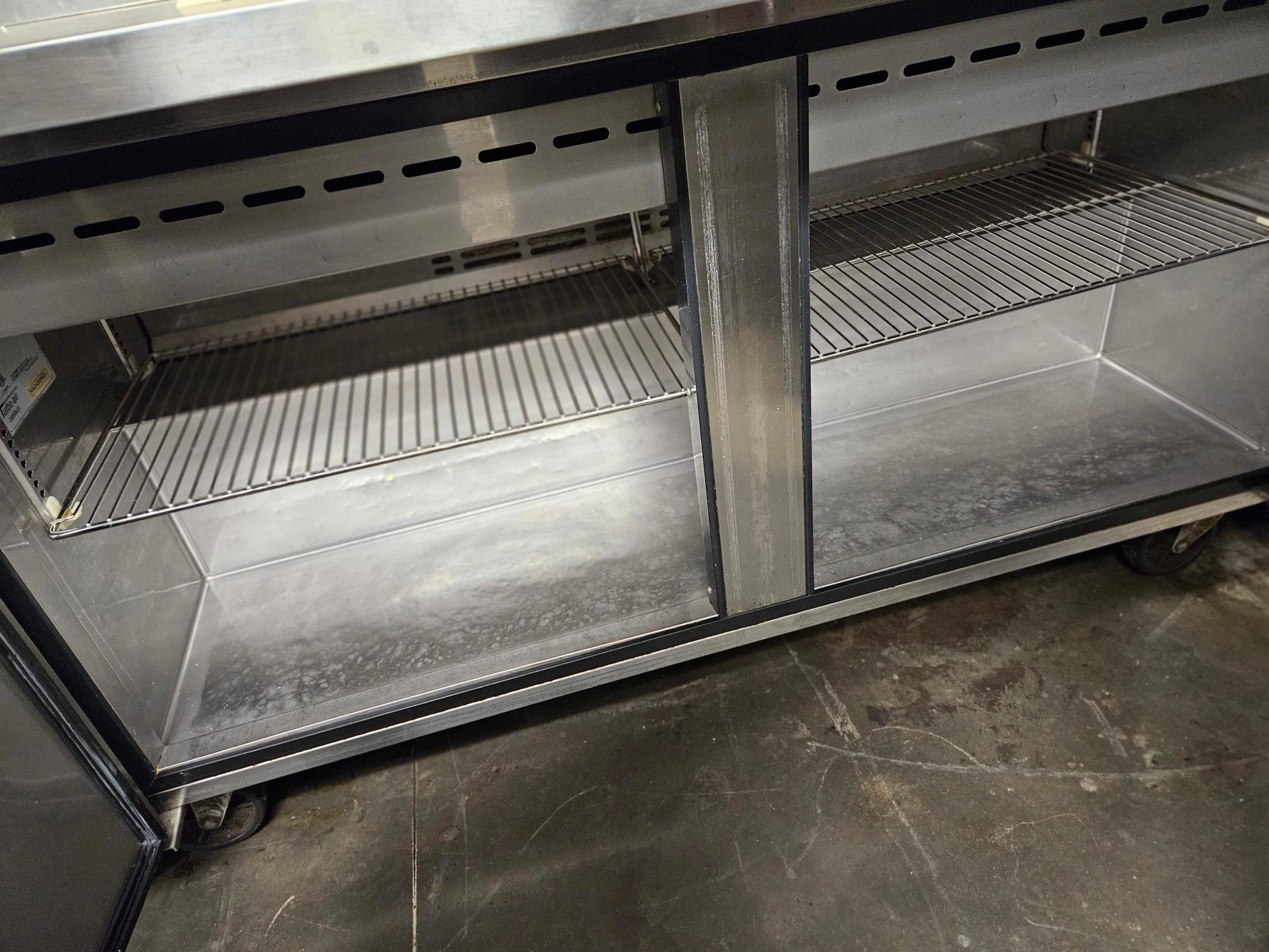 Turbo Air sandwich/salad prep table w/2 door fridge & 2 top doors