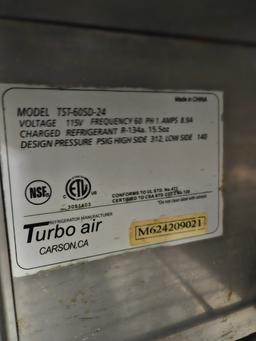 Turbo Air sandwich/salad prep table w/2 door fridge & 2 top doors