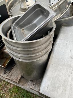 Pallet of large stainless bowl,coffee motor & misc