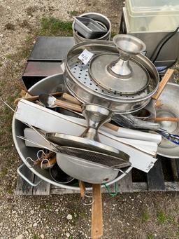 Pallet of large stainless bowl,coffee motor & misc