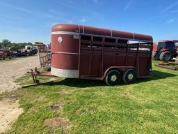 1990 16' Bonanza Stock Trailer with split gate has registration papers