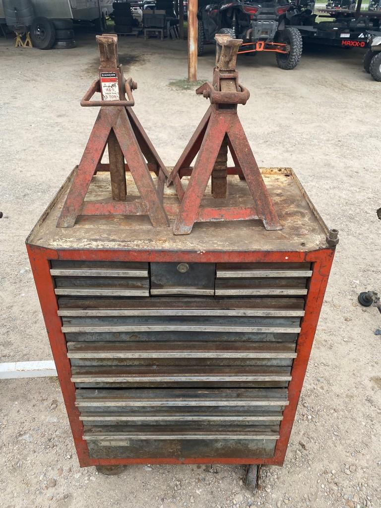 Jack Stands & tool box with content