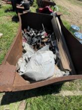 Metal Bin Full of Misc Car Parts