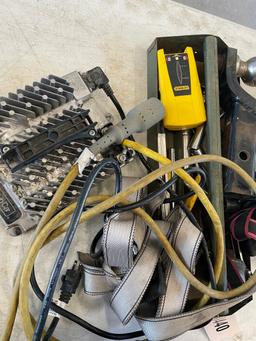 Tray of tools,club cart charger,ratchet straps,reciever with ball
