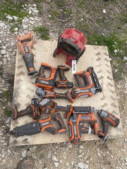 Pallet of misc ridgid power tools unknown condition/parts