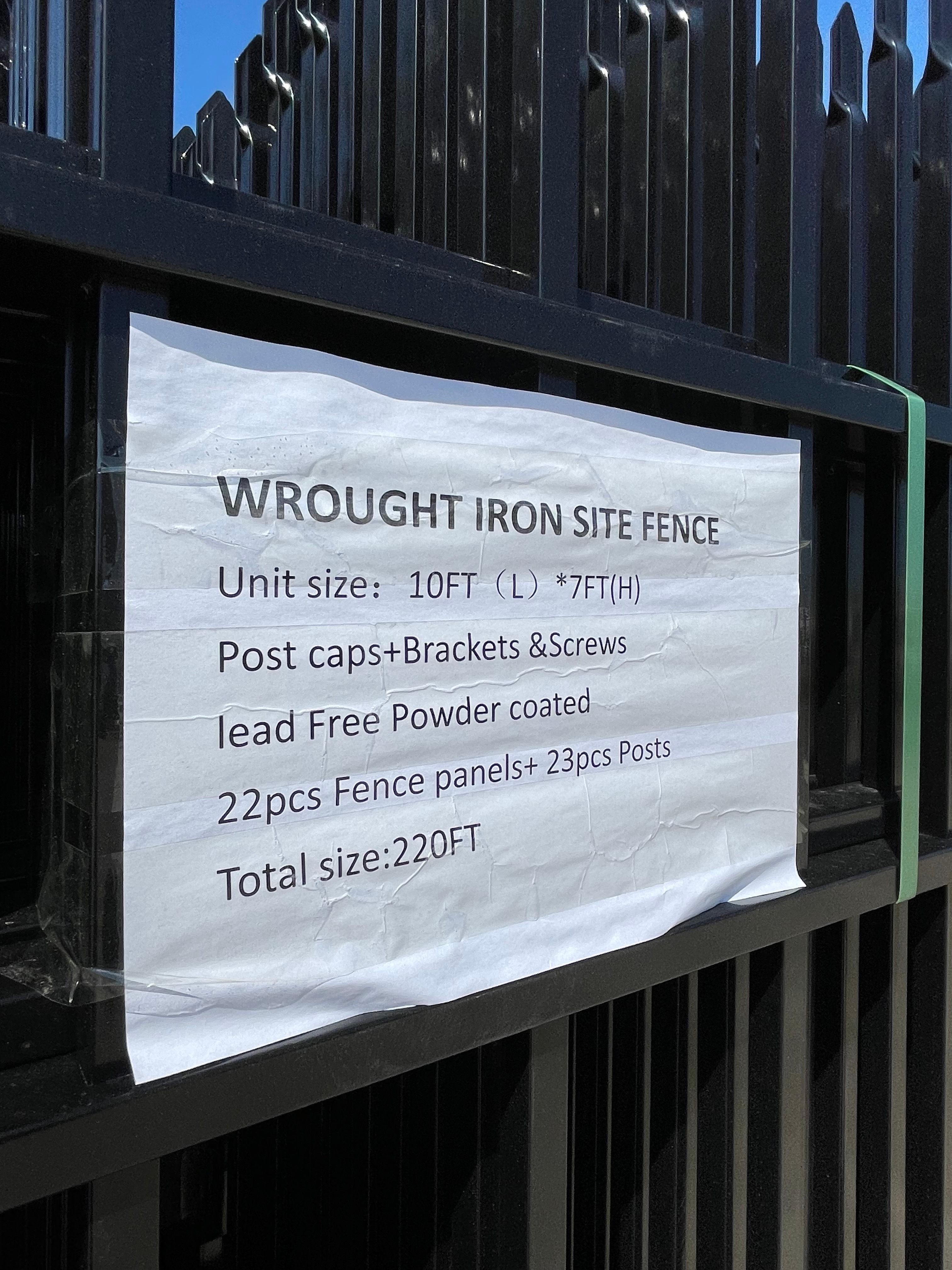 220' New Wrough iron site fence 10x7 22 pc fence panels 23 post