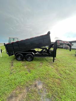 2025 Gooseneck 14ft.x6ft.with 7k axles,tarp,ramps,spare tire,dump truck tailgate & butterfly gates