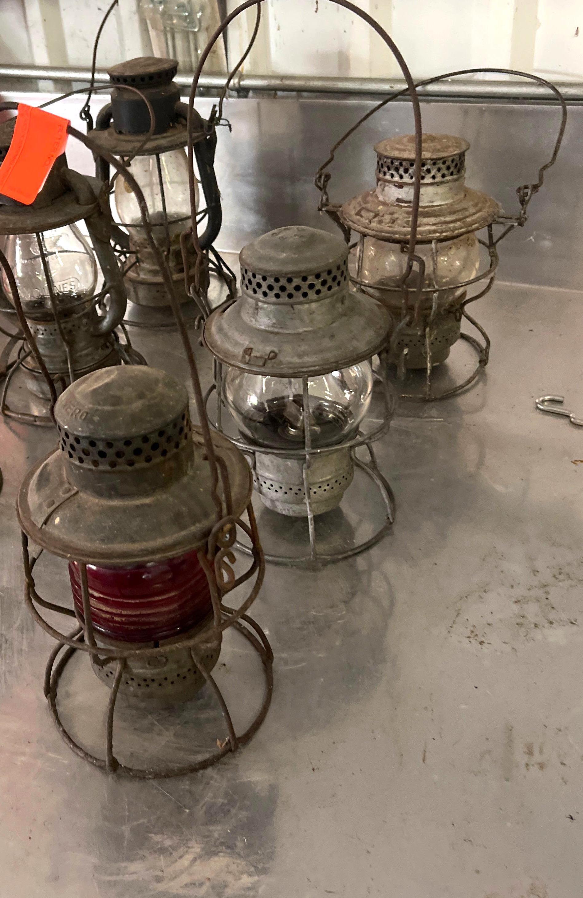 Lot of 3 Vintage Railroad Lanterns with Globes