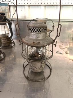 Lot of 3 Vintage Railroad Lanterns with Globes