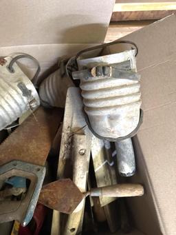 Box of Misc. Concrete Trowels, Hand Saws, etc.