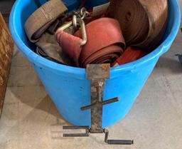 Round Tub of Ratchet Straps and Strap Rollers