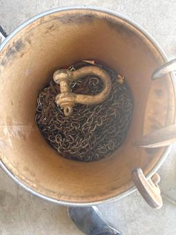 Barrel of Misc. Chain, Clevers, Hooks, etc.
