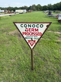 Vintage double sided Conoco Germ Processed Motor Oil Sign - Double Sided