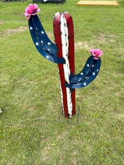 Medium Size American Cactus Metal Yard Art