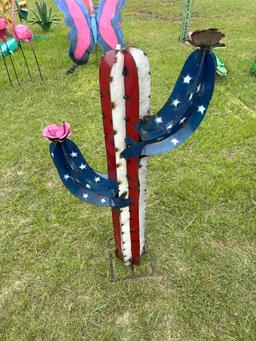 Medium Size American Cactus Metal Yard Art