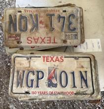 Stack of Misc. License Plates from 1970s, 1980s, and 1990s