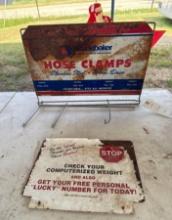 Vintage Studebaker Hose Clamp Display Rack and Scale Signs