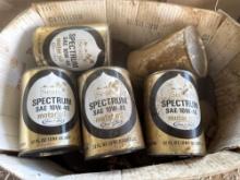 Box of Misc. Old Sears Spectrum SAE 10W-40 Motor Oil and Valvoline Motor Oil