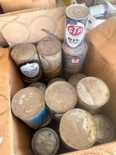 Box of Misc. Whites Automatic Transmission Fluid, STP Oil, Sears Spectrum SAE 10W-40 Motor