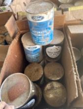 Box of Misc. Ford Automatic Transmission Fluid, STP Oil, Sears Spectrum SAE 10W-40 Motor Oil