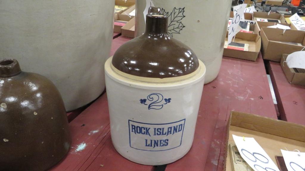 ROCK ISLAND LINES 2 GALLON CROCK JUG