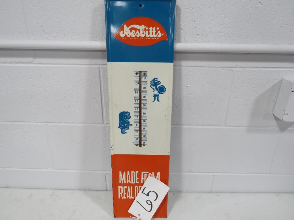 NESBITS ORANGE SODA THERMOMETER SIGN 27"x7"