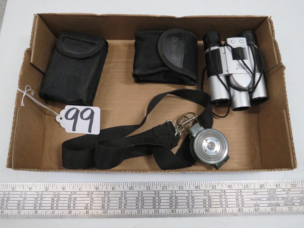 2 BINOCULARS, COMPASS AND RANGE FINDER
