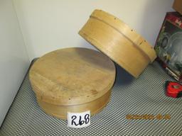 2 round wooden cheese boxes