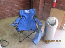 Folding Chair and Stainless Steel Trash Can