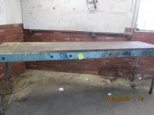 Metal Base Wood Top work Bench with Power Outlets